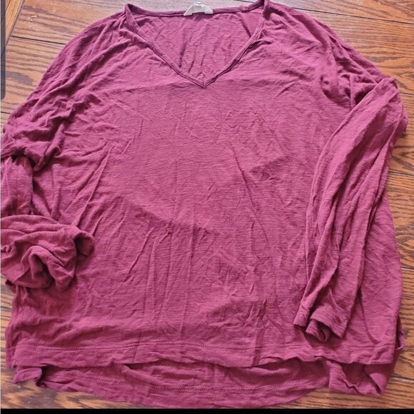 Madewell anthem maroon v neck tshirt Sz Large - Picture 2 of 3